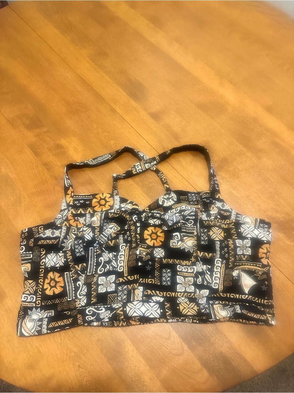 Disney Black & Mustard Patterned Crop Tank